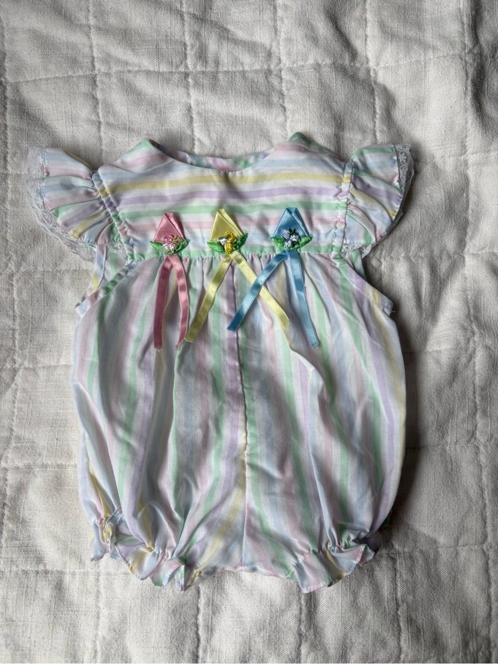 Vintage Tiny Tops Colorful Striped Bubble Romper Baby 3-6 Months